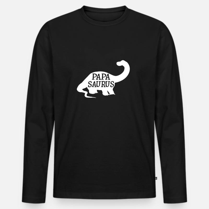 Papasaurus - Männer Premium Bio Langarmshirt - Schwarz