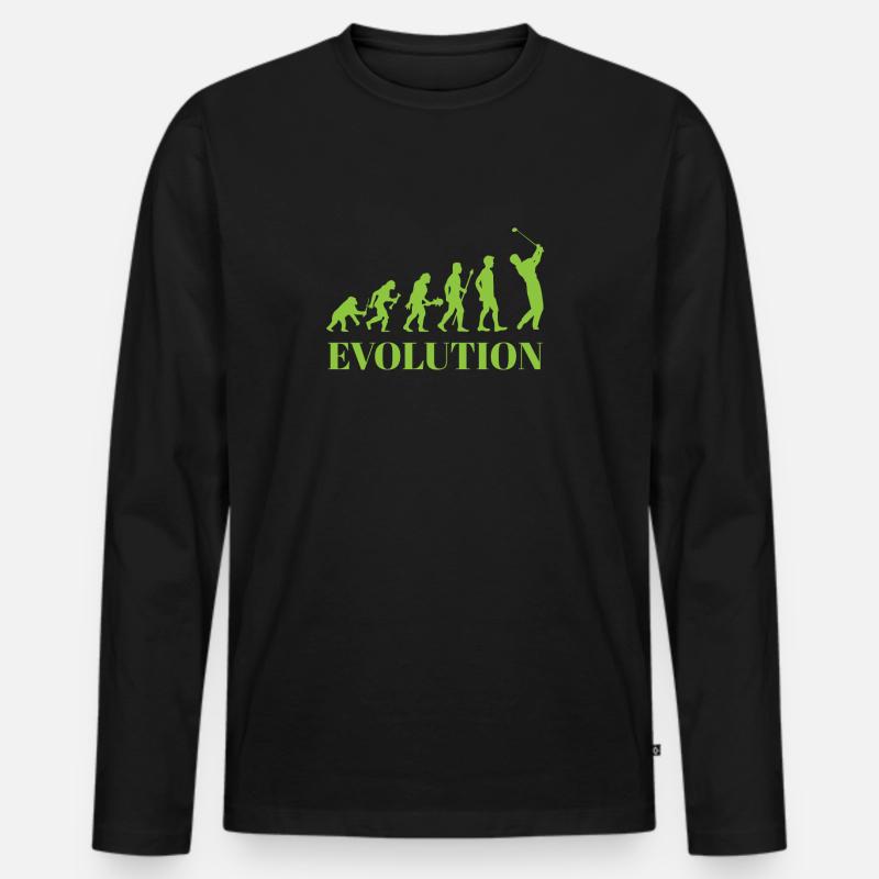 Evolution - Golf - Funny - Fun - Gift - Men's Premium Organic Long Sleeve Shirt - black