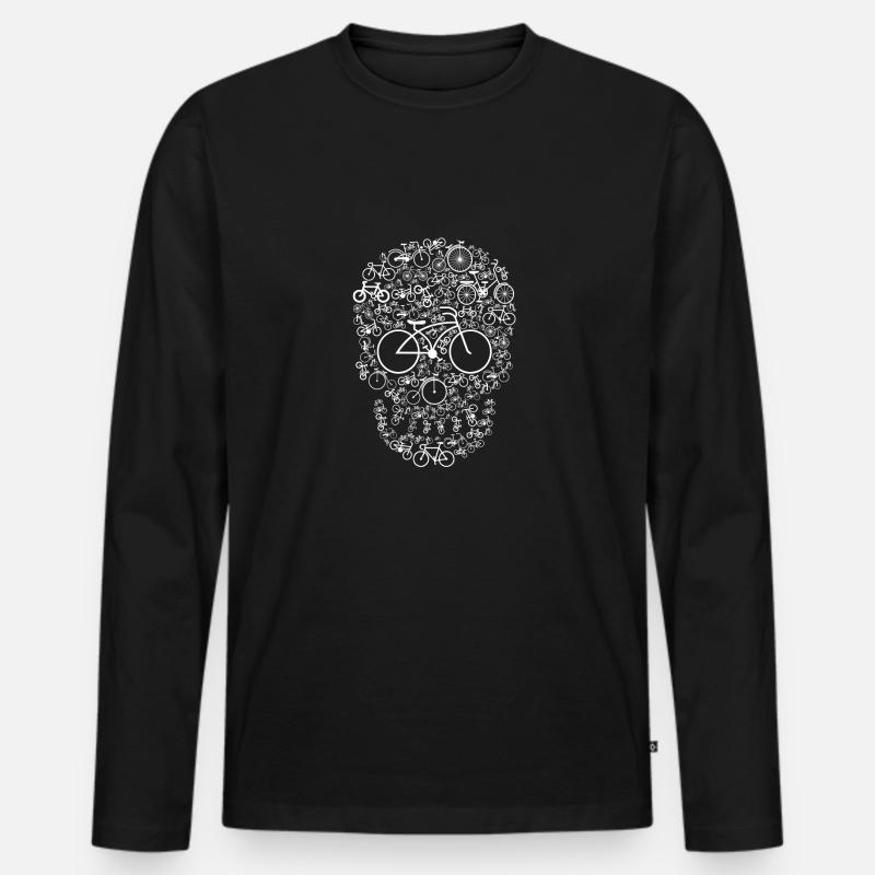 Bicycle Skull - Männer Premium Bio Langarmshirt - Schwarz