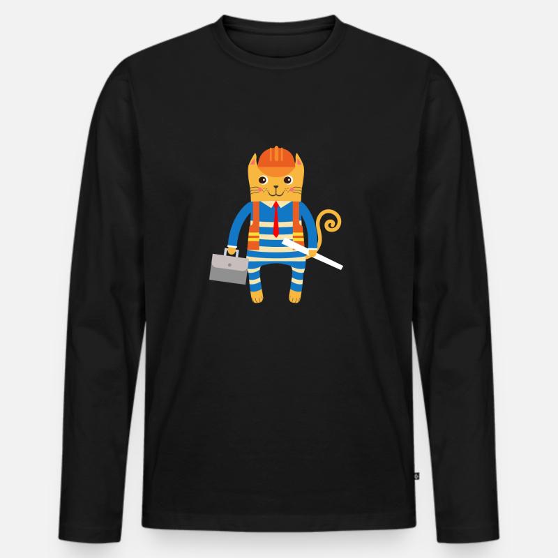 Ingenieur oder Architekt Katze - Männer Premium Bio Langarmshirt - Schwarz