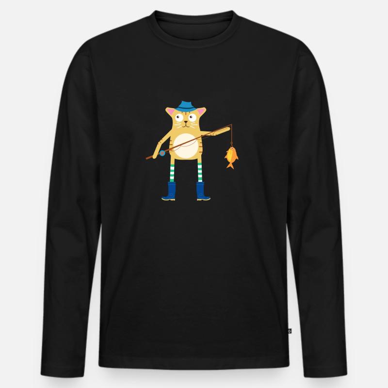 Katzenfischen - Männer Premium Bio Langarmshirt - Schwarz