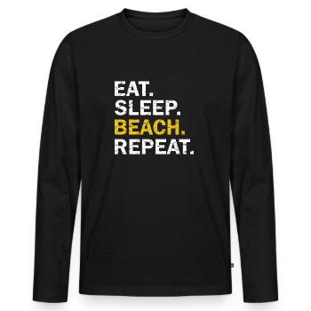 Eat Sleep Beach Repeat - Men's Premium Organic Long Sleeve Shirt - black - Front - Nico (187cm)