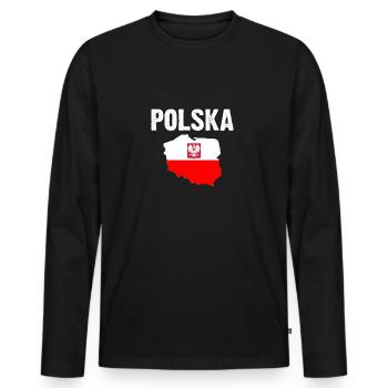 Polska Gifts - I love Poland, Proud Pole - Men's Premium Organic Long Sleeve Shirt - black - Front - Nico (187cm)