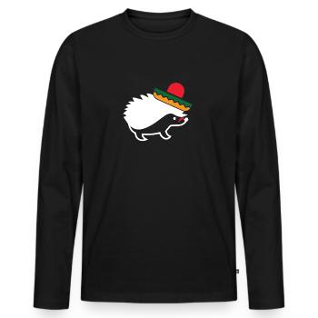 Sombrero Moustache Hérisson Funny Cinco De Mayo - T-shirt manches longues Premium bio Homme - noir - Devant - Nico (187cm)