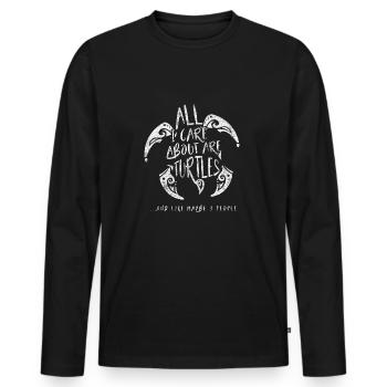 Turtles Schildkröte shirt Geschenk Tier Wasser - Männer Premium Bio Langarmshirt - Schwarz - Vorne - Nico (187cm)