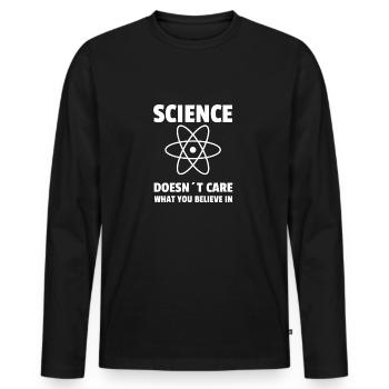 La science ne se soucie pas ce que vous croyez - T-shirt manches longues Premium bio Homme - noir - Devant - Nico (187cm)