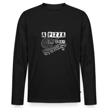 A pizza a day keeps the doctor away sayings - Men's Premium Organic Long Sleeve Shirt - black - Front - Nico (187cm)