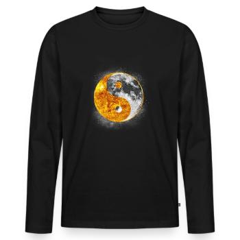 Yin et Yang Sun Moon Graphique de la lumière et de l'ombre - T-shirt manches longues Premium bio Homme - noir - Devant - Nico (187cm)