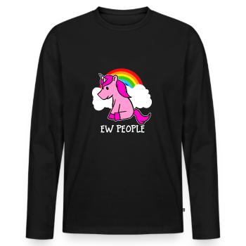 Ew-Leute-rosa Einhorn und Regenbogen-lustiger sarkastischer - Männer Premium Bio Langarmshirt - Schwarz - Vorne - Nico (187cm)