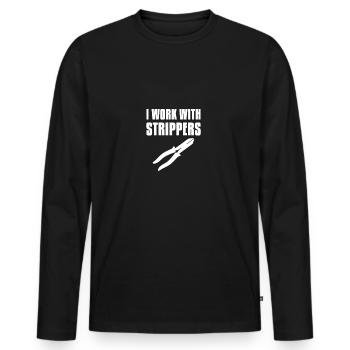 Cadeau de papas drôle d'électricien papa sarcastique - T-shirt manches longues Premium bio Homme - noir - Devant - Nico (187cm)