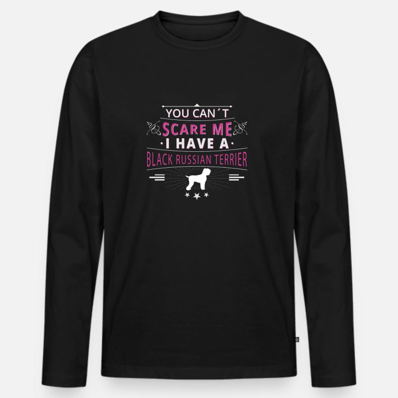 Russischer Schwarzer Terrier scare - Männer Premium Bio Langarmshirt - Schwarz