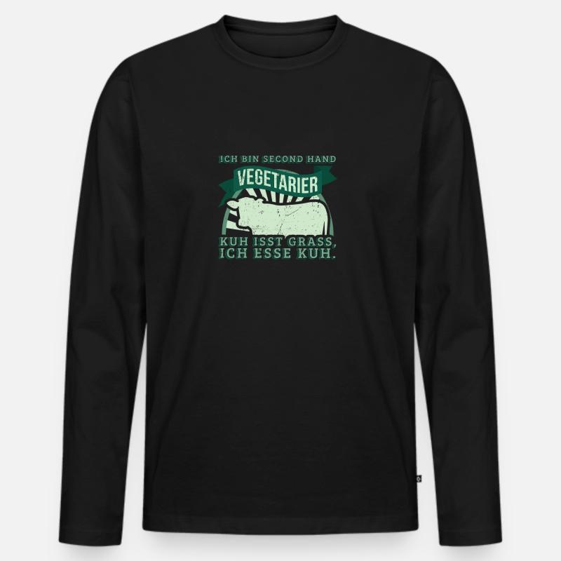 Second Hand Vegetarier - Männer Premium Bio Langarmshirt - Schwarz