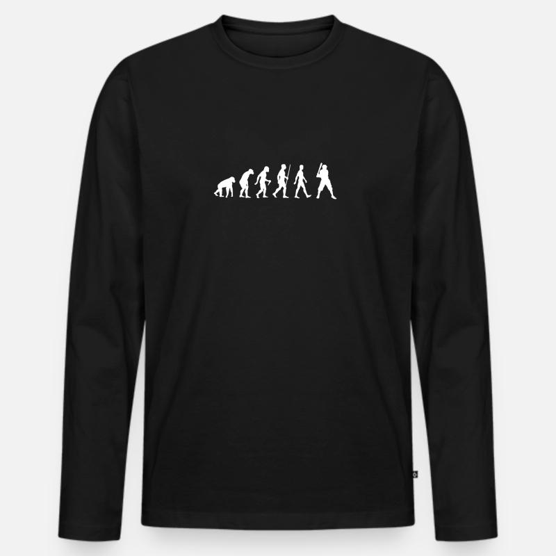 Baseball Evolution Baseballspieler - Männer Premium Bio Langarmshirt - Schwarz