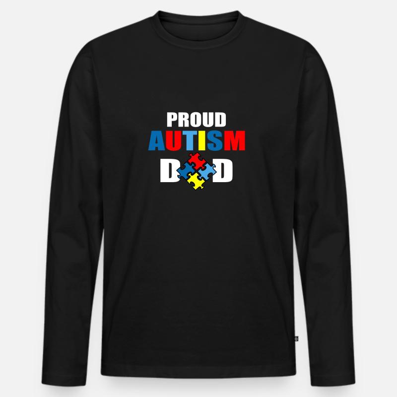 Proud autism dad - Männer Premium Bio Langarmshirt - Schwarz