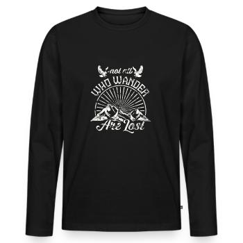 Travel Shirt Reise shirt travel - Männer Premium Bio Langarmshirt - Schwarz - Vorne - Nico (187cm)