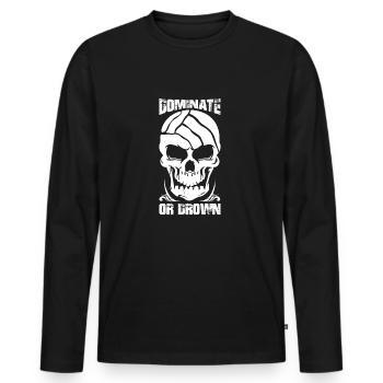 Water-polo water-polo dominer ou noyer crâne - T-shirt manches longues Premium bio Homme - noir - Devant - Nico (187cm)