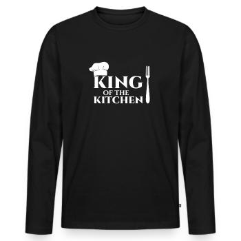 Cuisinier - cuisinier - cuisinier - cadeau - chef - T-shirt manches longues Premium bio Homme - noir - Devant - Nico (187cm)