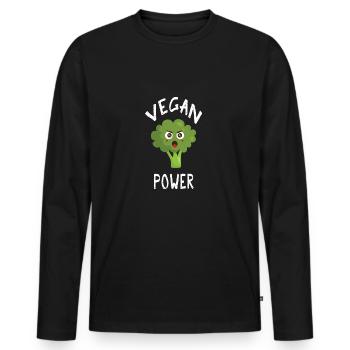 Vegan Power Shirt - Men's Premium Organic Long Sleeve Shirt - black - Front - Nico (187cm)