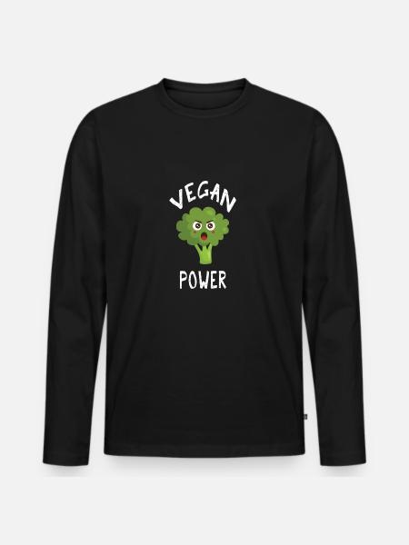 Vegan Power Shirt - Men's Premium Organic Long Sleeve Shirt - black