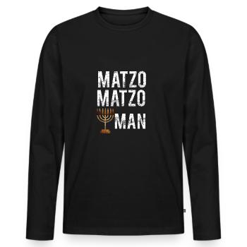 Matzo Matzo Funny MENORAH HANUKKAH - Men's Premium Organic Long Sleeve Shirt - black - Front - Nico (187cm)