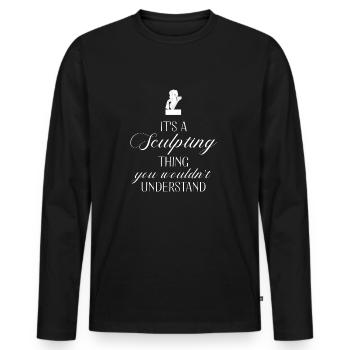 Bildhauer - Bildhauerei - Steinmetz - Geschenk - Männer Premium Bio Langarmshirt - Schwarz - Vorne - Nico (187cm)