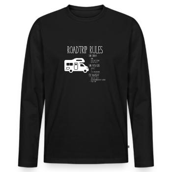 Road Trip Rules - Regeln für den Urlaub - Männer Premium Bio Langarmshirt - Schwarz - Vorne - Nico (187cm)