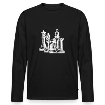 Pièce d'échecs cadeau chemise échecs joueur d'échecs - T-shirt manches longues Premium bio Homme - noir - Devant - Nico (187cm)