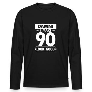 90 years birthday gift Grandpa Father Ninety Old - Men's Premium Organic Long Sleeve Shirt - black - Front - Nico (187cm)