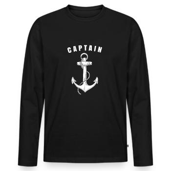 Captain Anker Geschenk Schiff Boot Kapitän - Männer Premium Bio Langarmshirt - Schwarz - Vorne - Nico (187cm)
