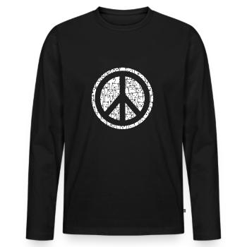 Peace Zeichen Katzen Geschenk Katze Katzenbesitzer - Männer Premium Bio Langarmshirt - Schwarz - Vorne - Nico (187cm)