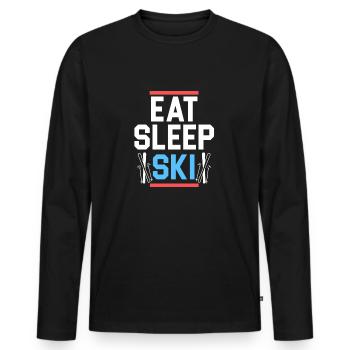 Eat Sleep Ski t-shirt - Men's Premium Organic Long Sleeve Shirt - black - Front - Nico (187cm)