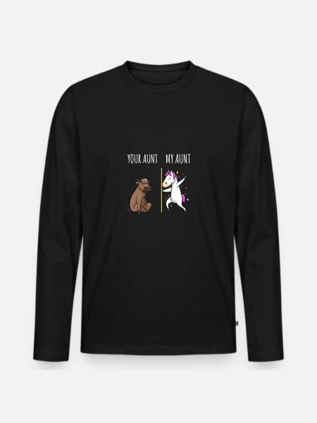 Din moster Min tante Cow Unicorn Gift EN - Premium økologisk langærmet T-shirt til mænd - sort