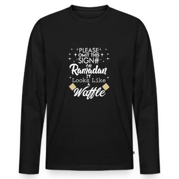 T-shirt Ramadan - On dirait une gaufre - T-shirt manches longues Premium bio Homme - noir - Devant - Nico (187cm)