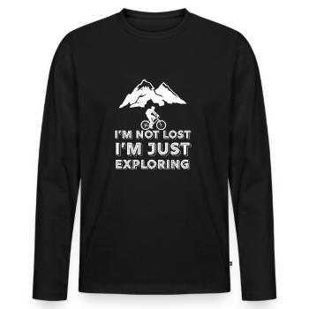 Mountains - mountain biking - mountain biking - cycling - Men's Premium Organic Long Sleeve Shirt - black - Front - Nico (187cm)