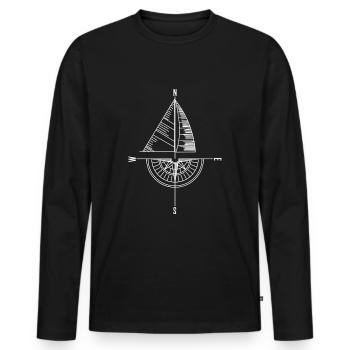 Sail Holiday Sailboat Sailor Compass Sailor - Men's Premium Organic Long Sleeve Shirt - black - Front - Nico (187cm)