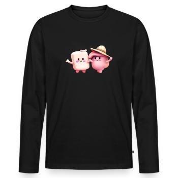 Marshmallow Pärchen - Männer Premium Bio Langarmshirt - Schwarz - Vorne - Nico (187cm)
