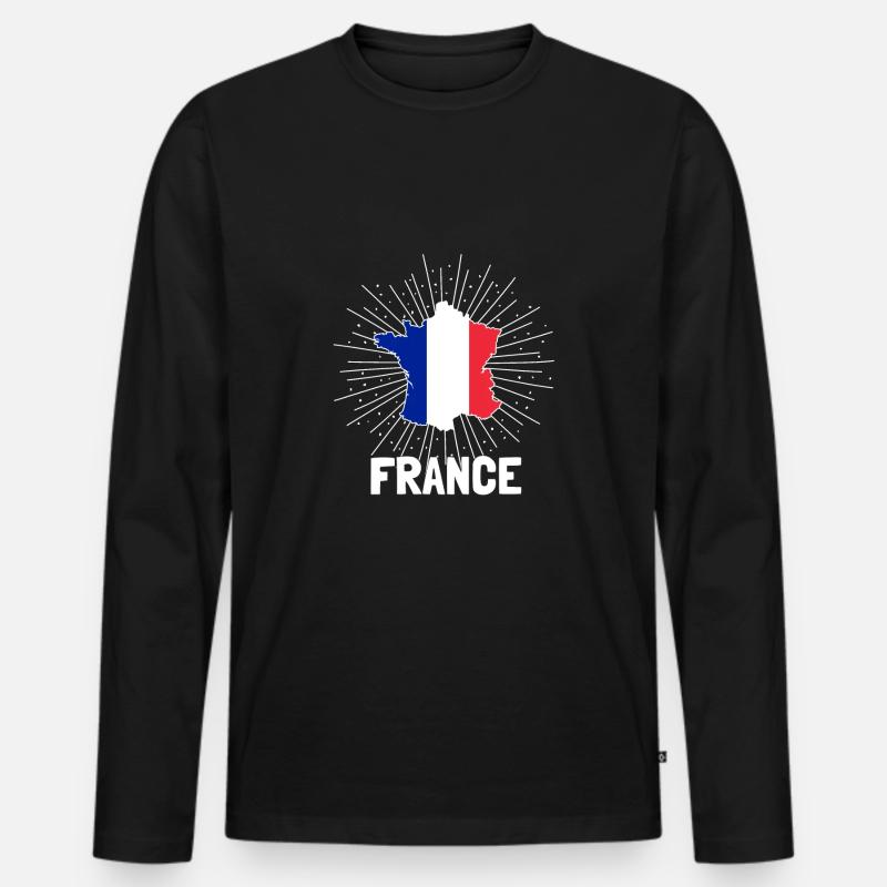 Frankreich - Männer Premium Bio Langarmshirt - Schwarz