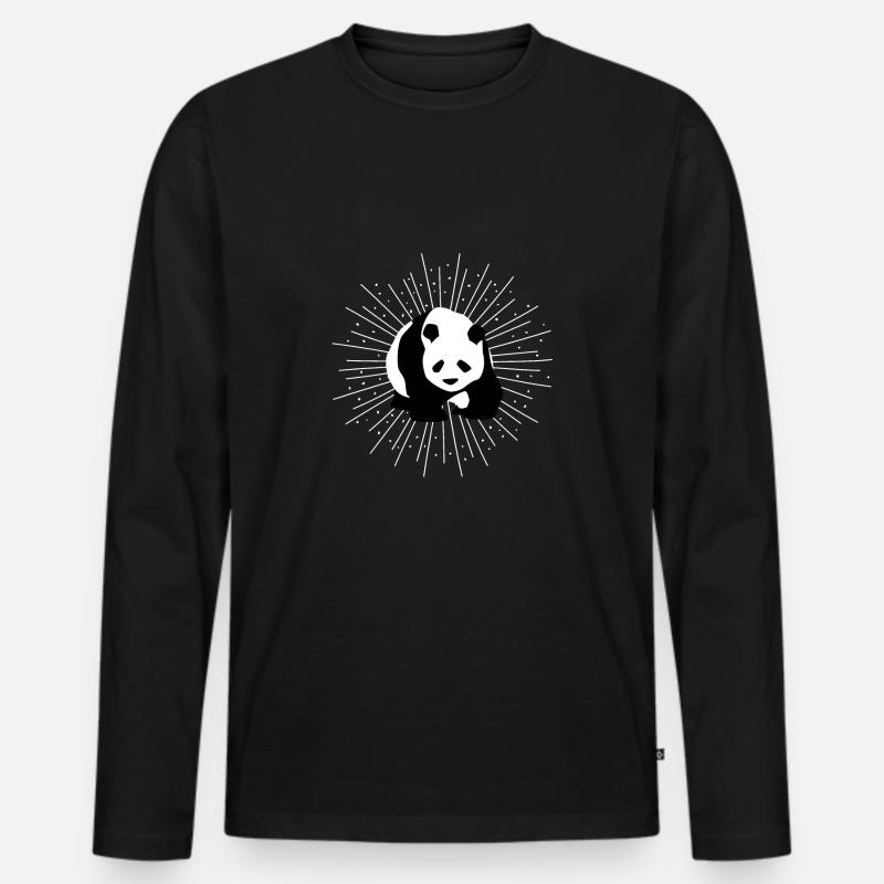 Panda - Männer Premium Bio Langarmshirt - Schwarz