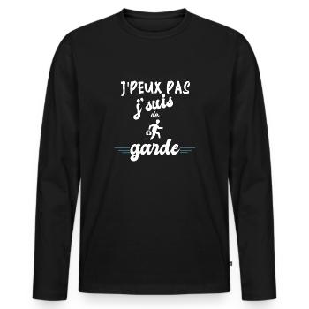 t-shirt je peux pas je suis de garde - T-shirt manches longues Premium bio Homme - noir - Devant - Nico (187cm)