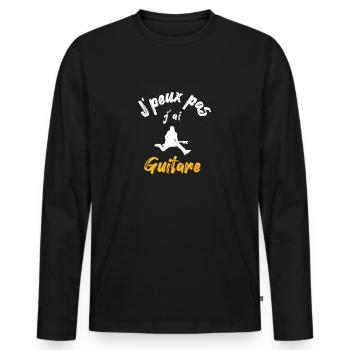Je peux pas j'ai guitare, idée cadeau humour - T-shirt manches longues Premium bio Homme - noir - Devant - Nico (187cm)