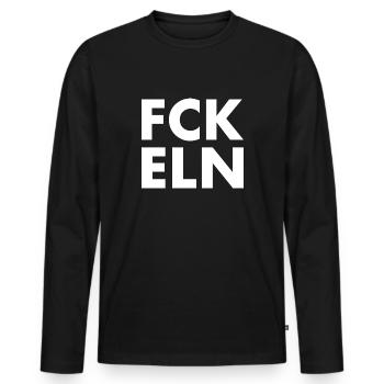 Fck eln - Men's Premium Organic Long Sleeve Shirt - black - Front - Nico (187cm)