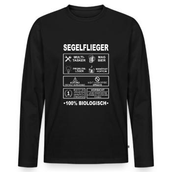 Segelflieger Segelflugzeug Pilot Gleitflugzeug - Männer Premium Bio Langarmshirt - Schwarz - Vorne - Nico (187cm)
