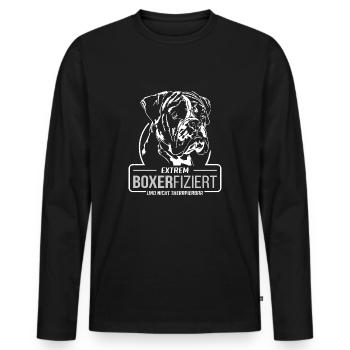 BOXERFIZIERT Boxer Hunde Spruch Hund Wilsigns - Männer Premium Bio Langarmshirt - Schwarz - Vorne - Nico (187cm)