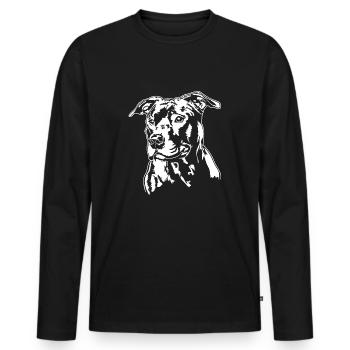 AMERICAN STAFFORDSHIRE TERRIER Portrait Wilsigns - Männer Premium Bio Langarmshirt - Schwarz - Vorne - Nico (187cm)