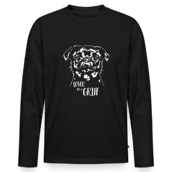 Aimé par un chien griffe disant des signes de griffon nains - T-shirt manches longues Premium bio Homme - noir - Devant - Nico (187cm)