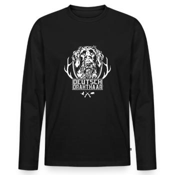 German Wirehaired Portrait Dogs Hunting Dog Wilsigns - Men's Premium Organic Long Sleeve Shirt - black - Front - Nico (187cm)