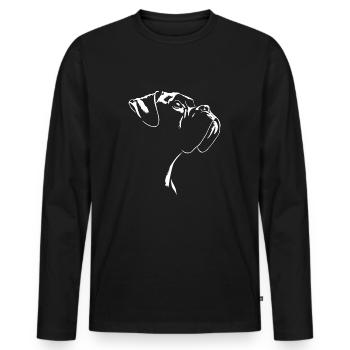Boxer Silhouette Hunde Hund Wilsigns - Männer Premium Bio Langarmshirt - Schwarz - Vorne - Nico (187cm)