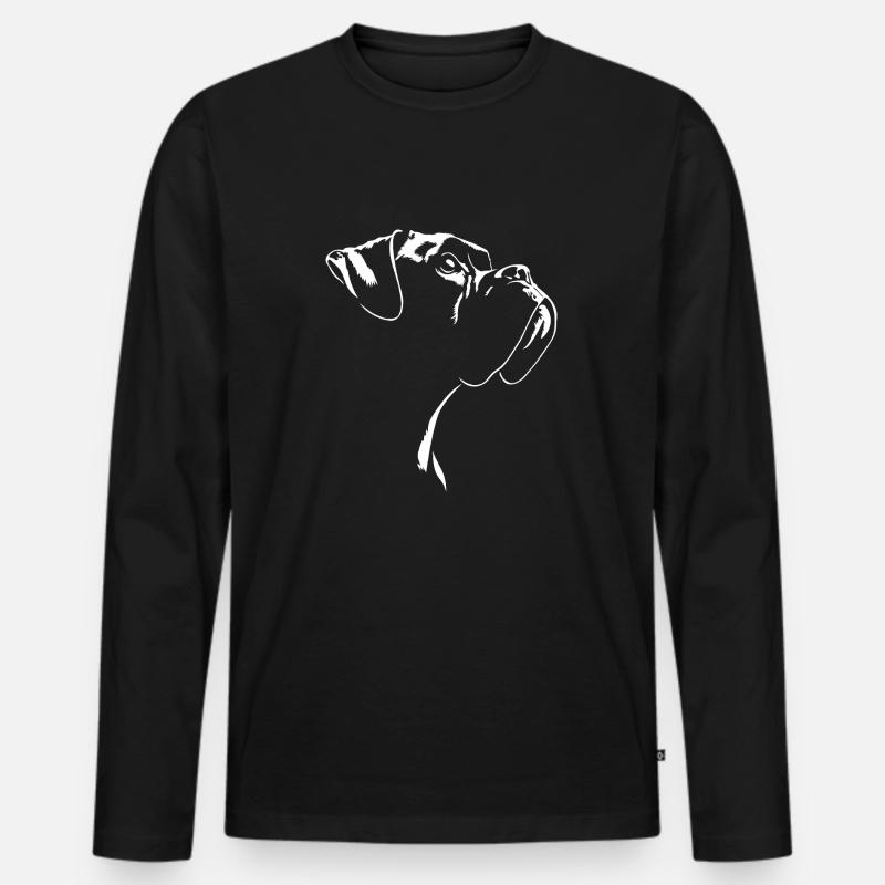 Boxer Silhouette Hunde Hund Wilsigns - Männer Premium Bio Langarmshirt - Schwarz