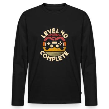 40th Birthday Level 40 Complete 40 Years Gift - Men's Premium Organic Long Sleeve Shirt - black - Front - Nico (187cm)