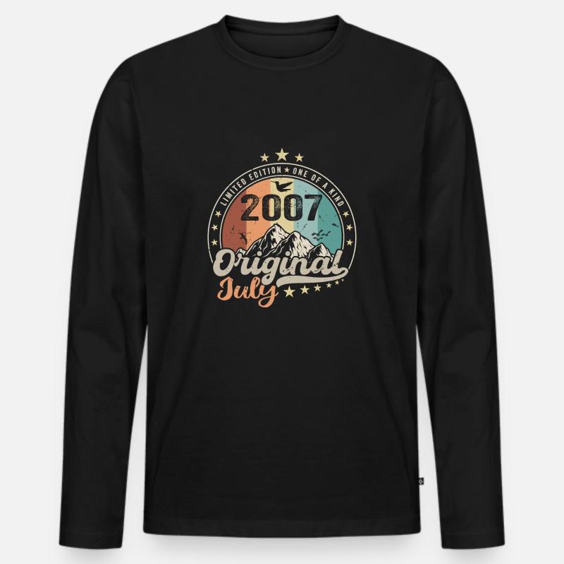 Juli 2007 Jubiläums-Geschenkidee Juli 2007 - Männer Premium Bio Langarmshirt - Schwarz